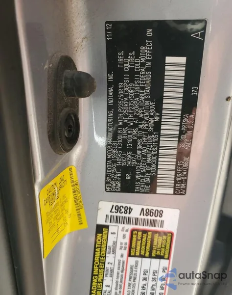 2013 Toyota Sienna Sport из США, поврежденный, VIN 5TDXK3DC1DS311051